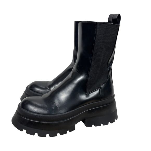 ZARA Platform Lug Sole Chelsea Boots Black Stretch Ankle Boot Size EUR 36 - Picture 1 of 12